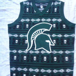 Michigan State University MSU Spartans Ugly Christmas Sweater Vest Size Small